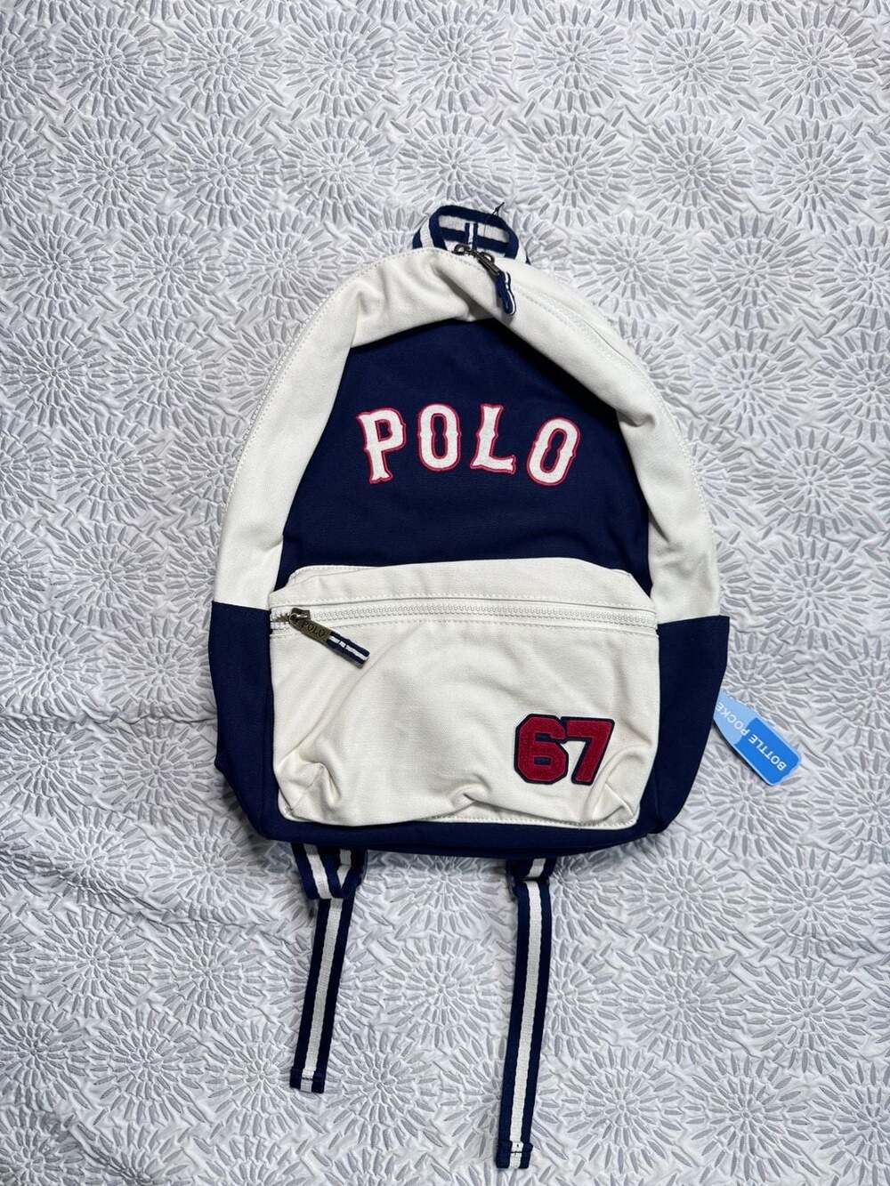 Polo Ralph Lauren Color-Blocked Canvas Backpack Navy White